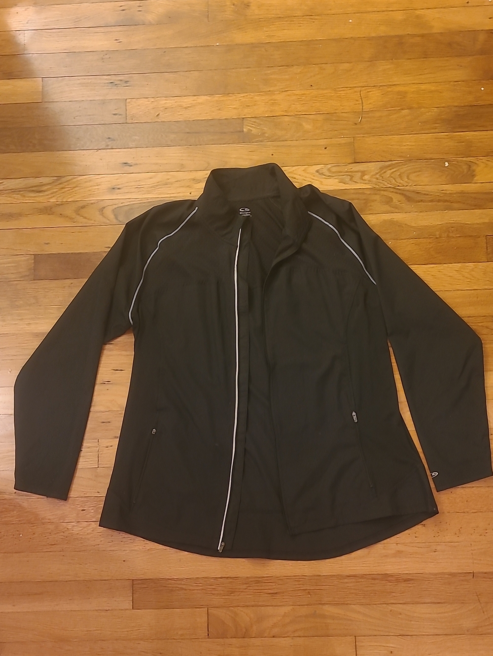 Champion Black Zip-Front Utility Jacket with Contrast Piping